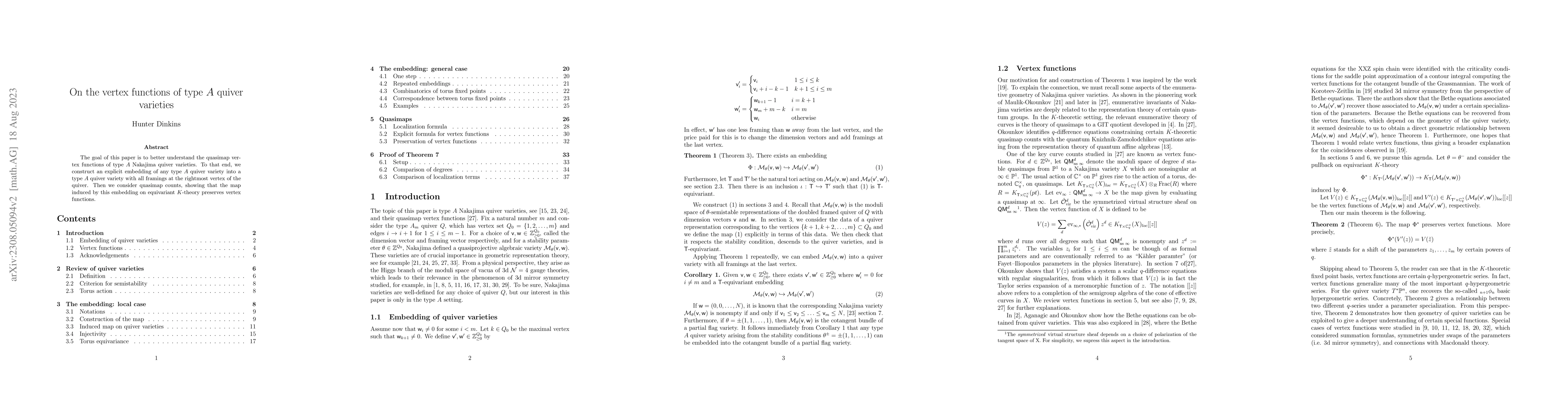 Thumbnail for On the vertex functions of type A quiver varieties