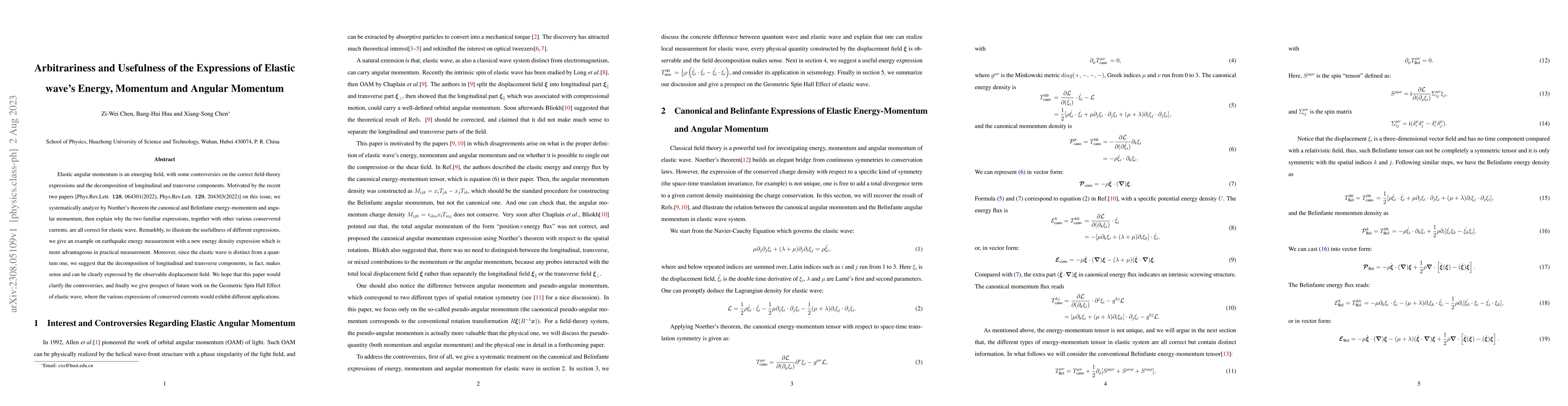 Thumbnail for Arbitrariness and Usefulness of the Expressions of Elastic wave's
  Energy, Momentum and Angular Momentum