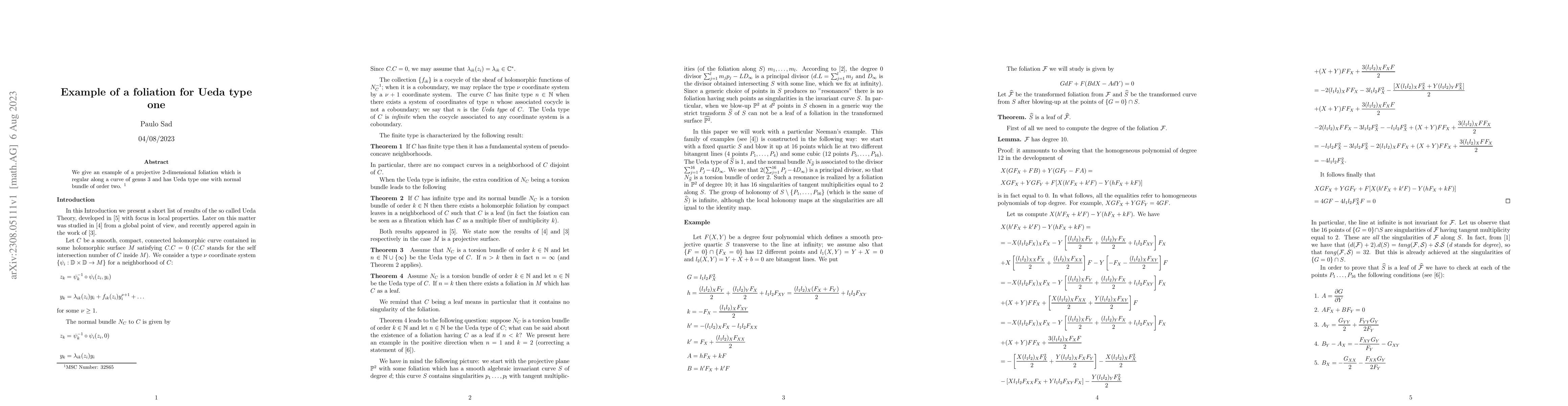 Thumbnail for Example of a foliation for Ueda type one