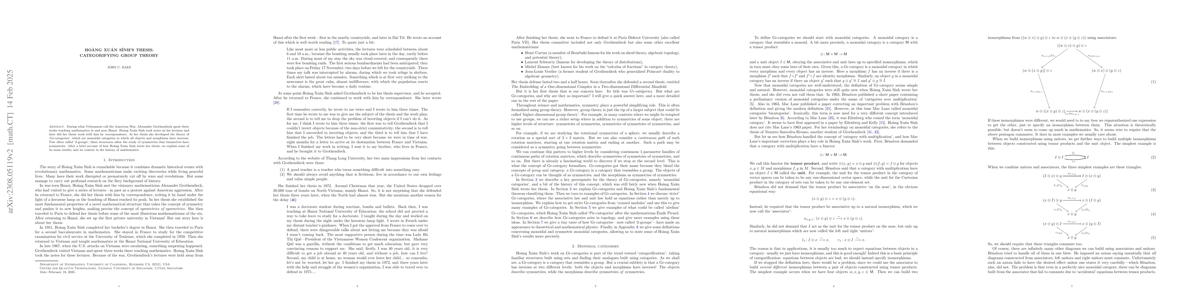 Thumbnail for Ho\`ang Xu\^an S\'inh's Thesis: Categorifying Group Theory