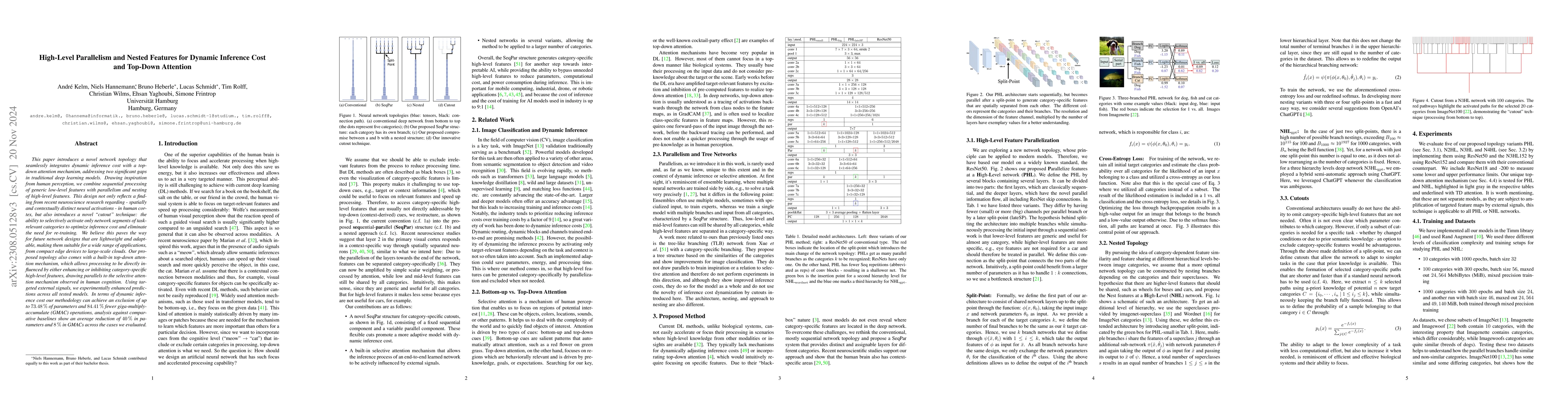 Thumbnail for High-Level Parallelism and Nested Features for Dynamic Inference Cost
  and Top-Down Attention
