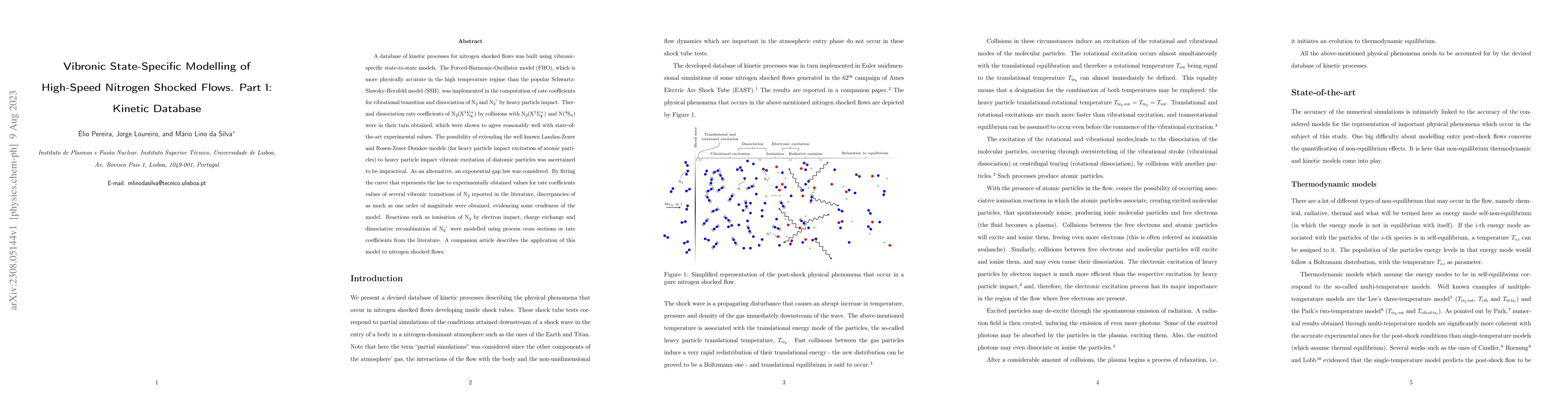 Thumbnail for Vibronic State-Specific Modelling of High-Speed Nitrogen Shocked Flows.
  Part I: Kinetic Database