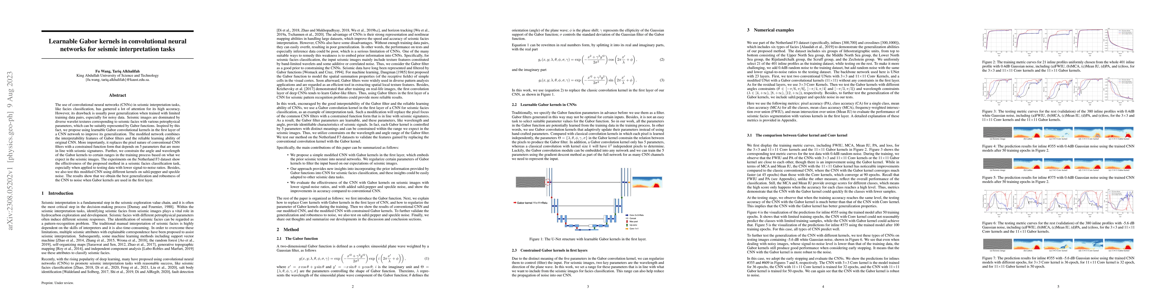 Thumbnail for Learnable Gabor kernels in convolutional neural networks for seismic
  interpretation tasks