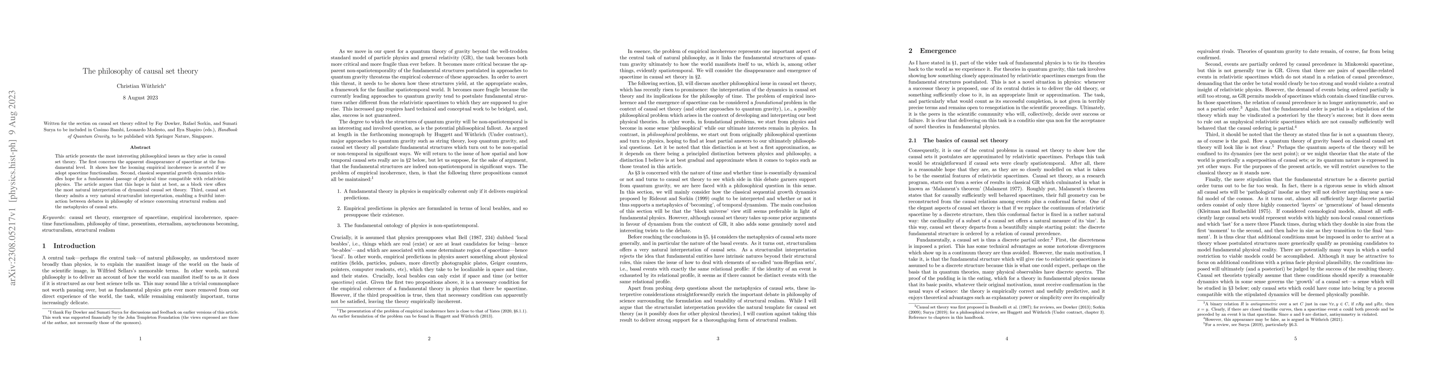 Thumbnail for The philosophy of causal set theory