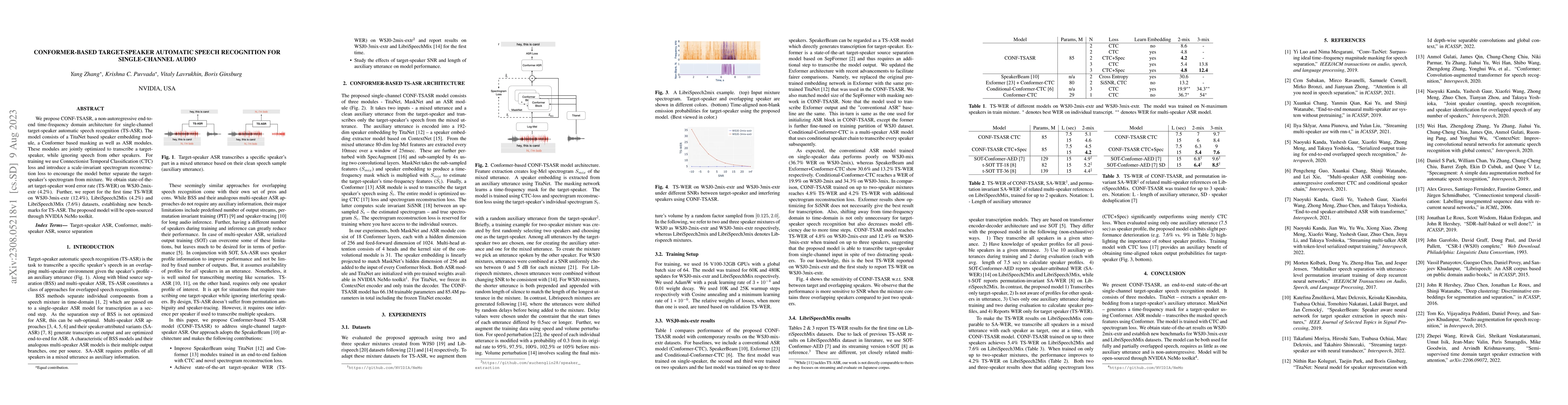 Thumbnail for Conformer-based Target-Speaker Automatic Speech Recognition for
  Single-Channel Audio