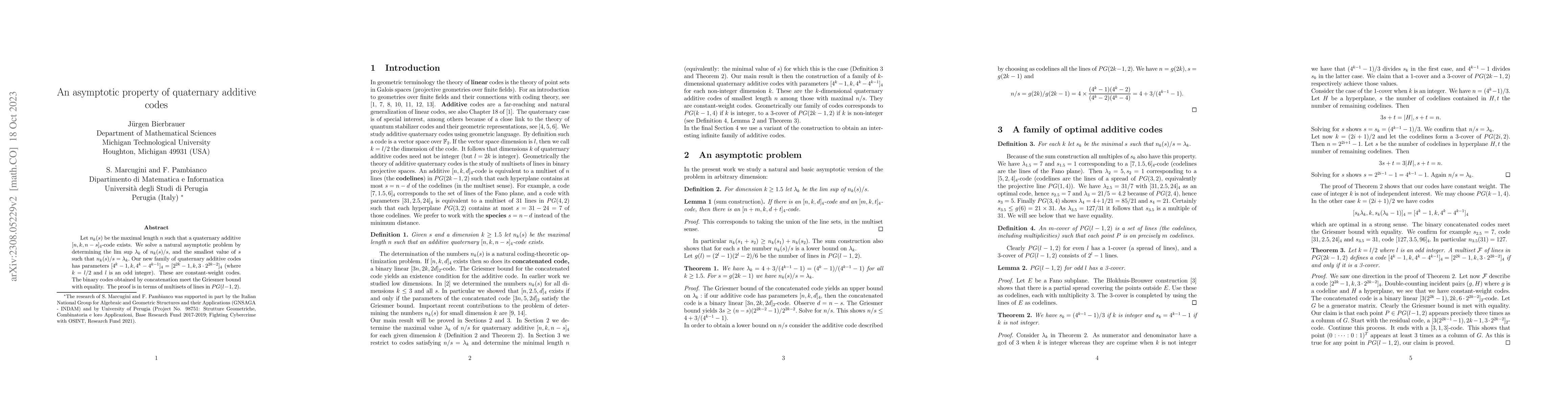 Thumbnail for An asymptotic property of quaternary additive codes