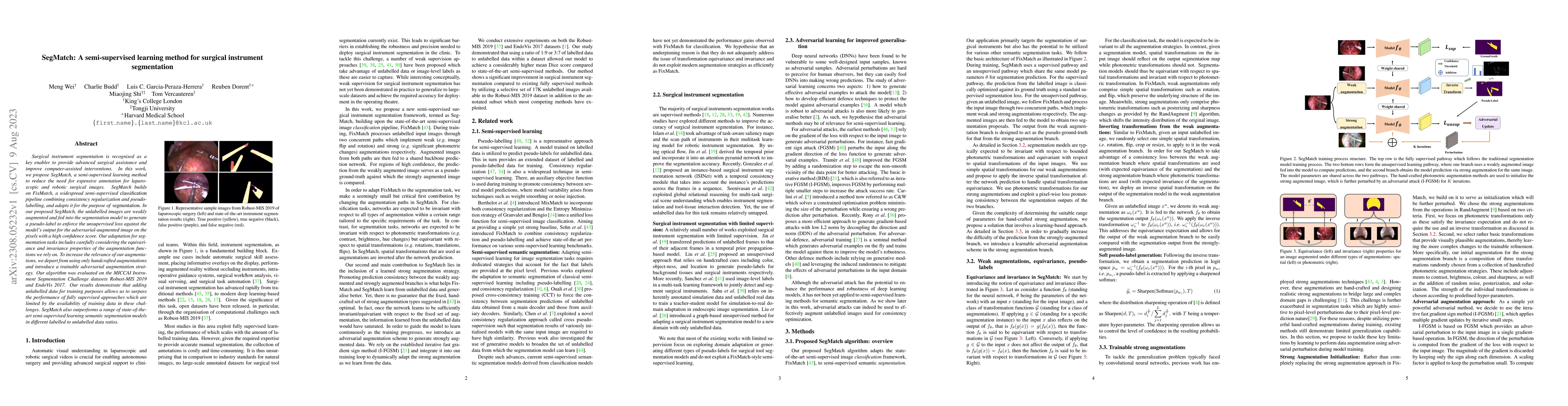 Thumbnail for SegMatch: A semi-supervised learning method for surgical instrument
  segmentation