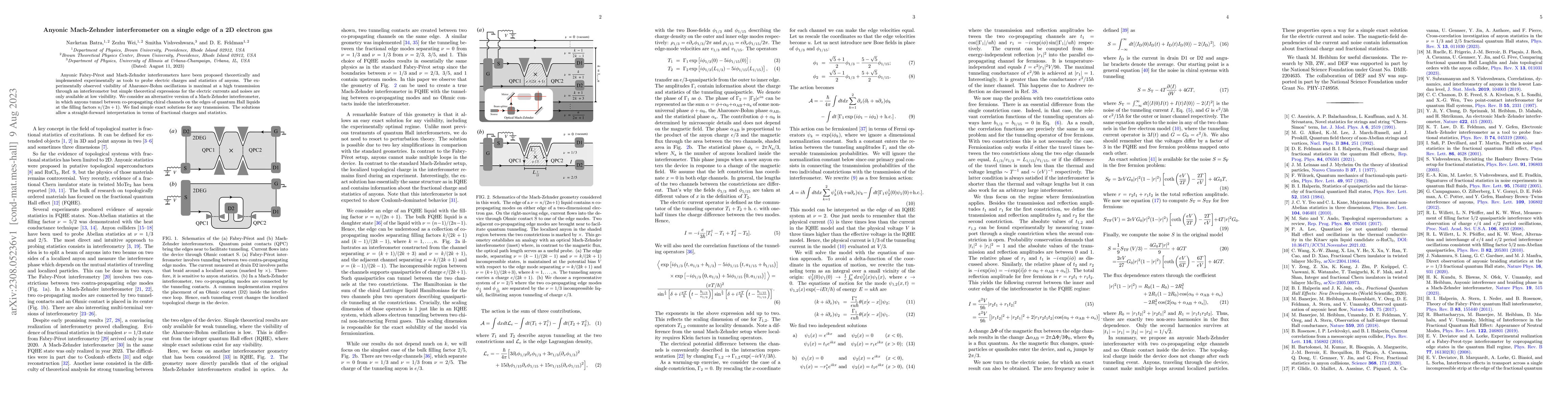 Thumbnail for Anyonic Mach-Zehnder interferometer on a single edge of a 2D electron
  gas