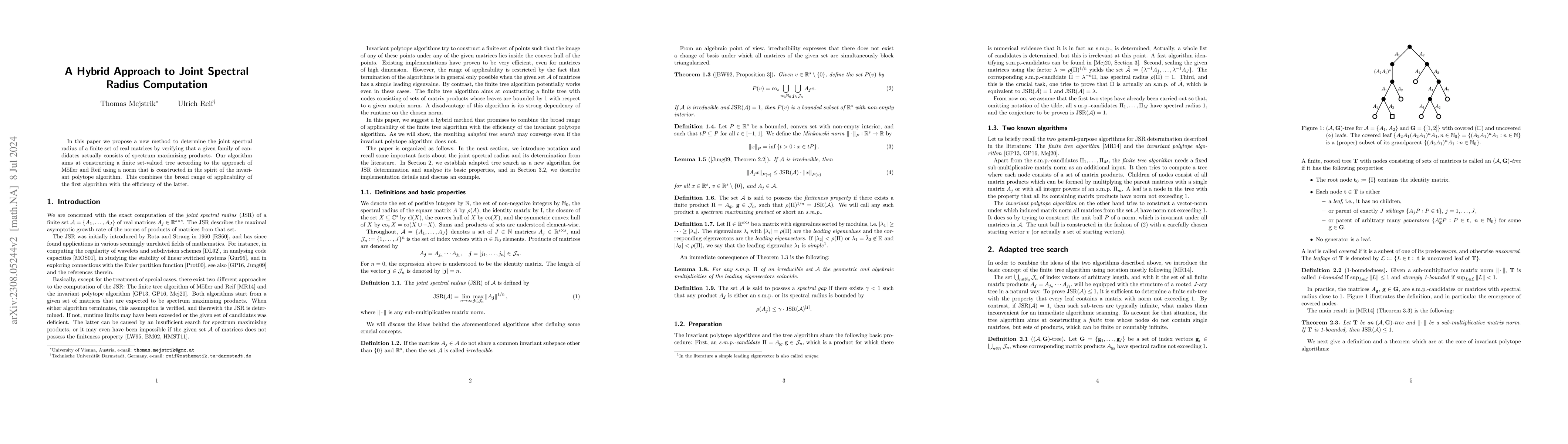 Thumbnail for Hybrid approach to the joint spectral radius computation