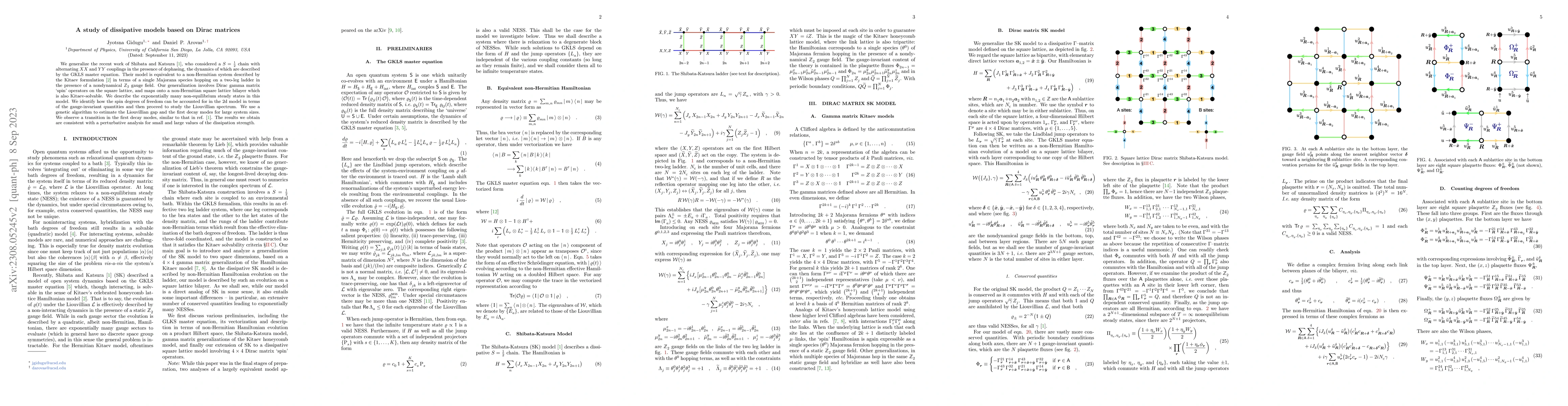 Thumbnail for A study of dissipative models based on Dirac matrices