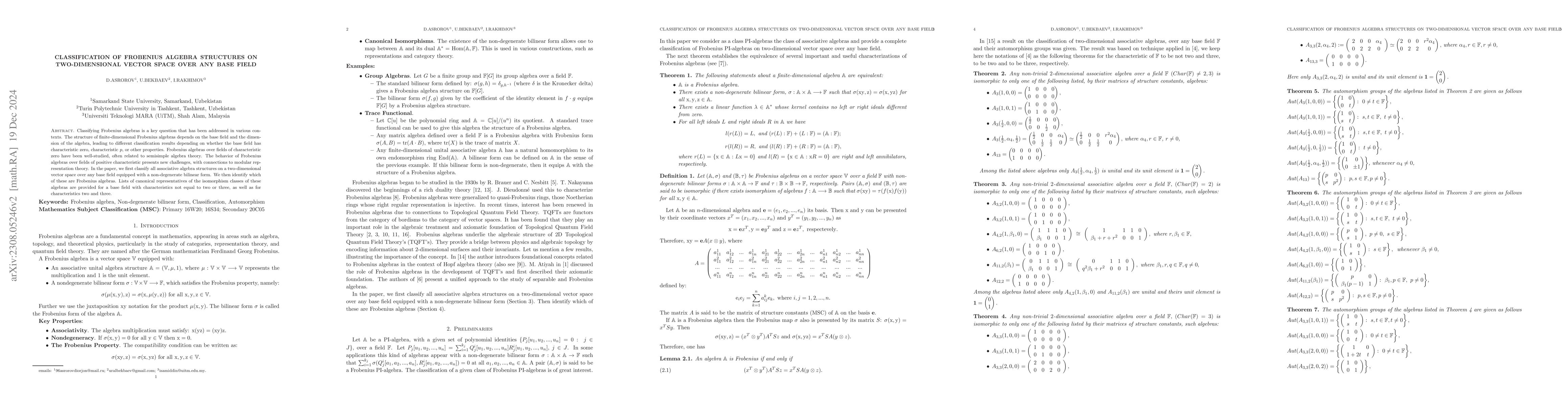 Thumbnail for Description of all Frobenius algebra structures on two-dimensional
  vector space over any basic field