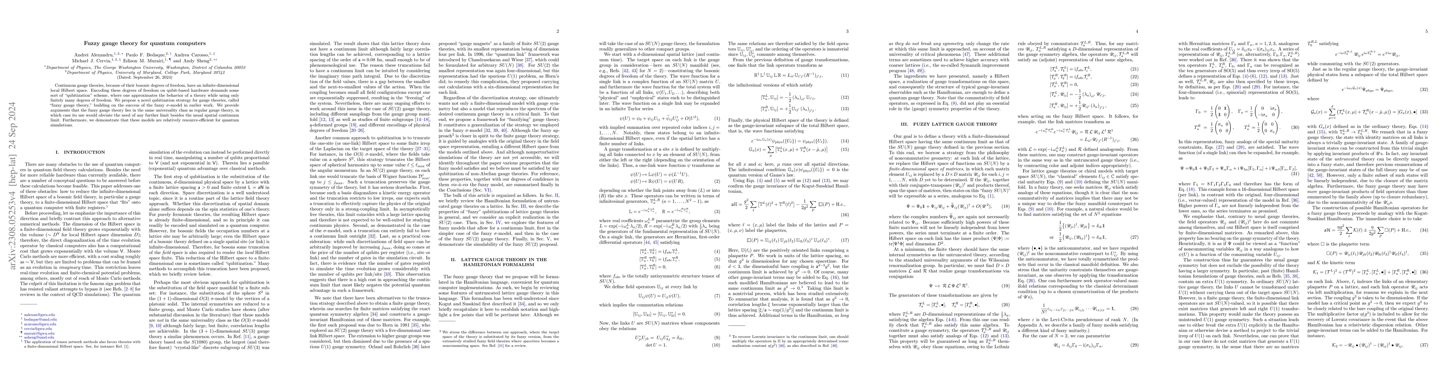 Thumbnail for Fuzzy Gauge Theory for Quantum Computers