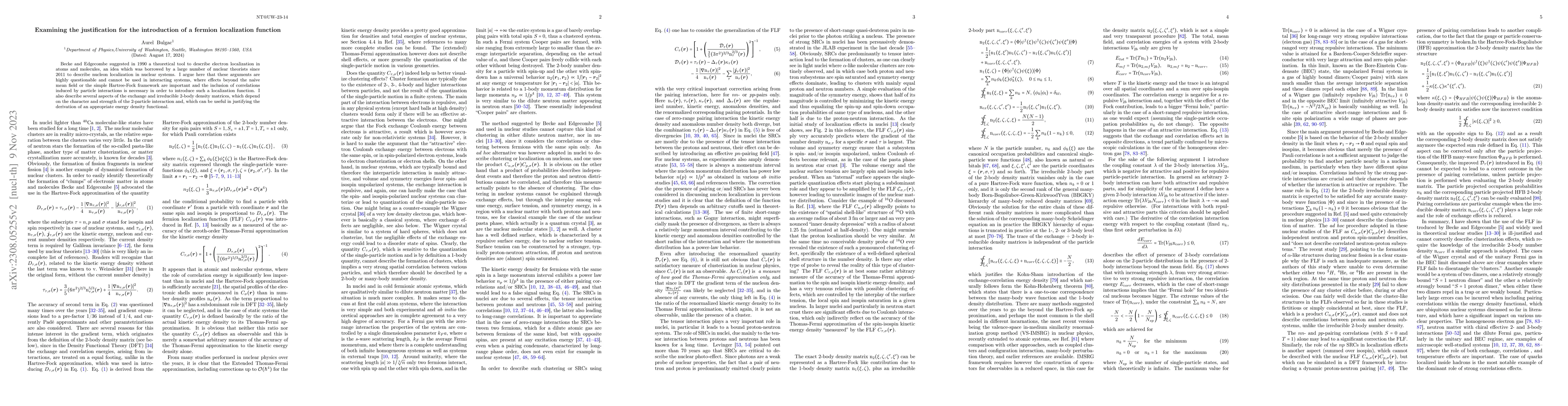 Thumbnail for Examining the justification for the introduction of a fermion
  localization function