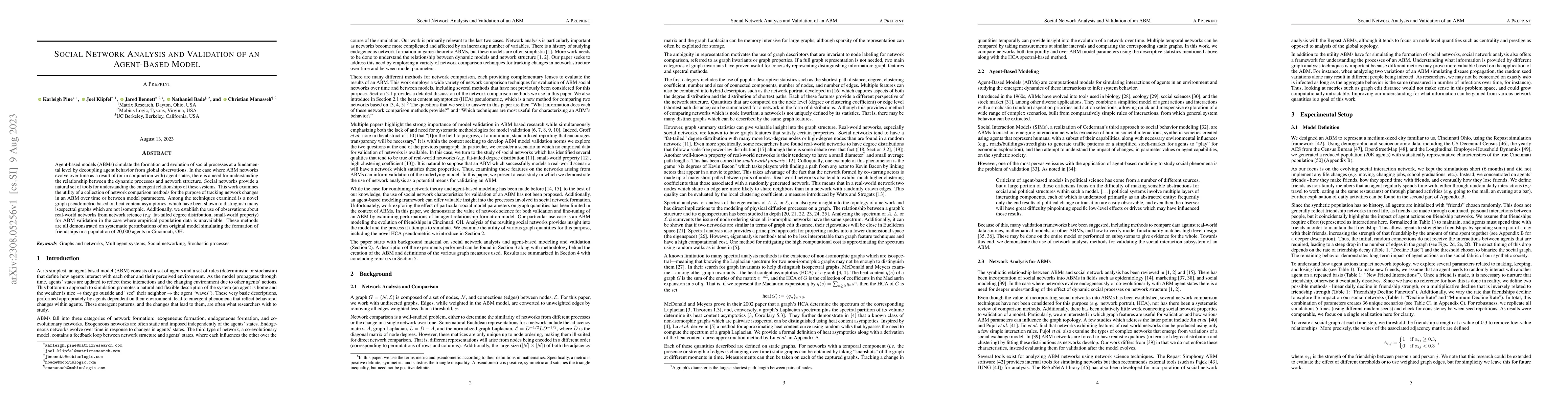 Thumbnail for Social Network Analysis and Validation of an Agent-Based Model
