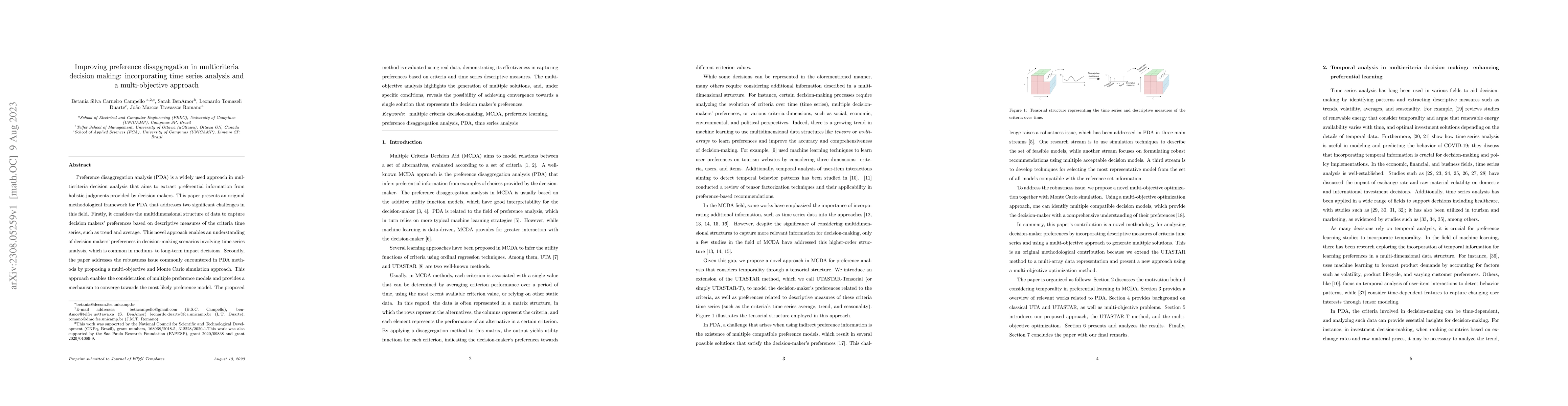 Thumbnail for Improving preference disaggregation in multicriteria decision making:
  incorporating time series analysis and a multi-objective approach