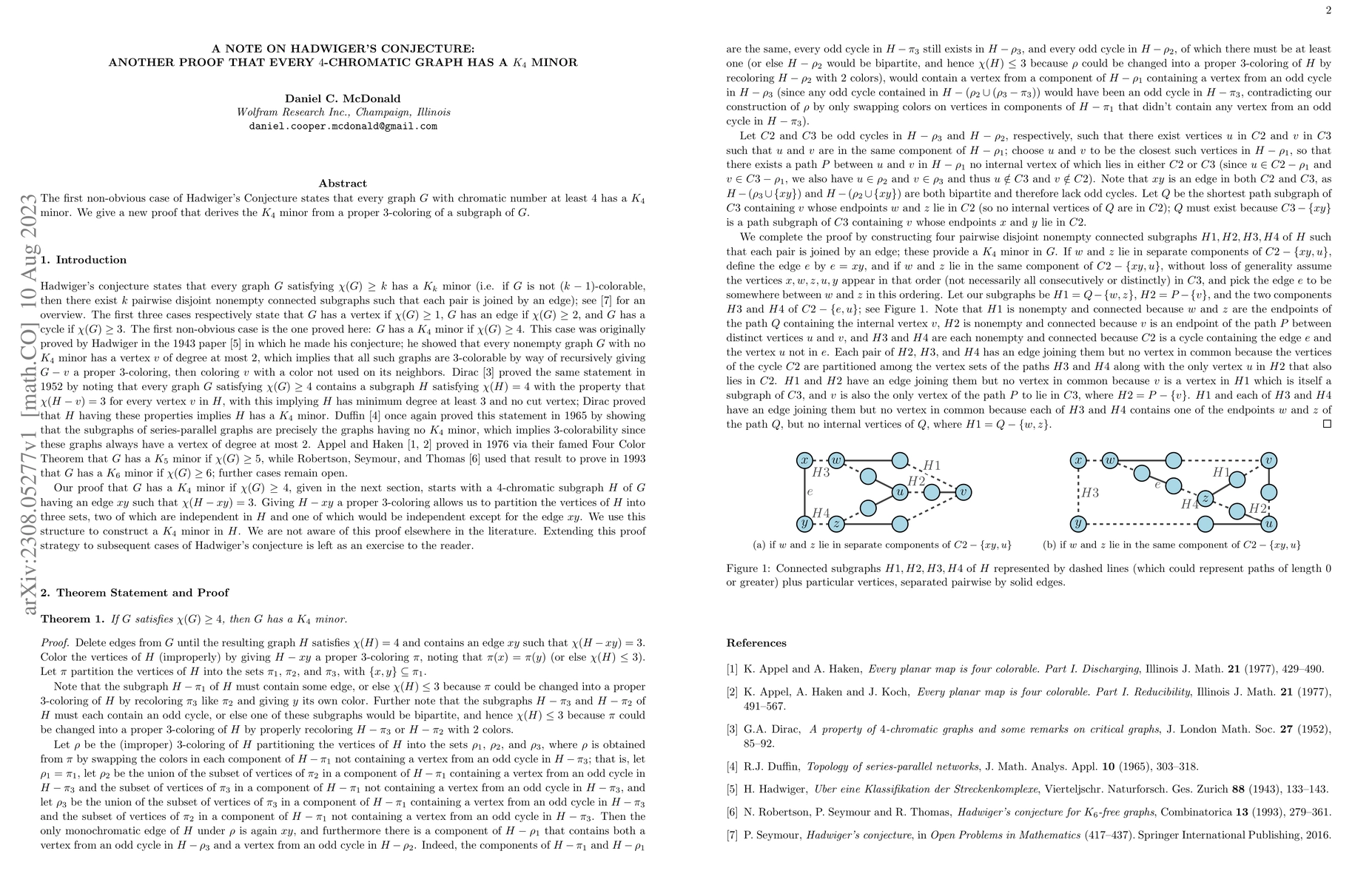 Thumbnail for A note on Hadwiger's conjecture: Another proof that every 4-chromatic
  graph has a $K_4$ minor