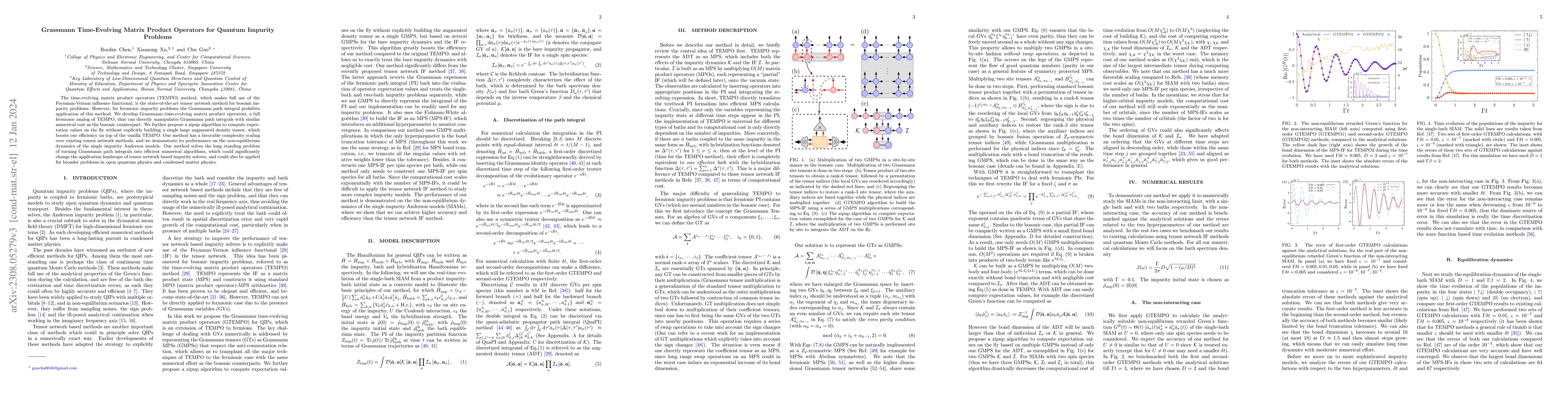 Thumbnail for Grassmann Time-Evolving Matrix Product Operators for Quantum Impurity
  Models
