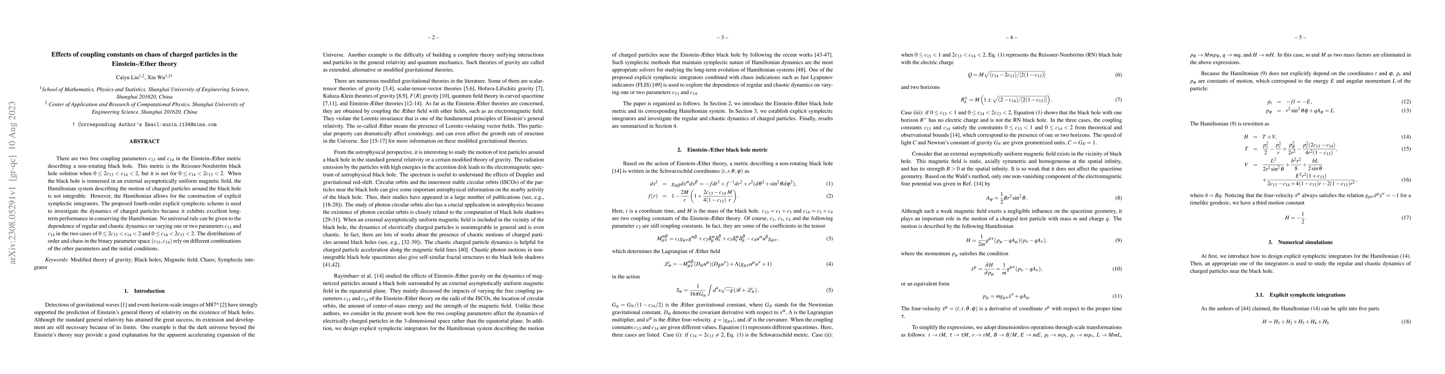Thumbnail for Effects of coupling constants on chaos of charged particles in the
  $Einstein-\AE$ ther theory