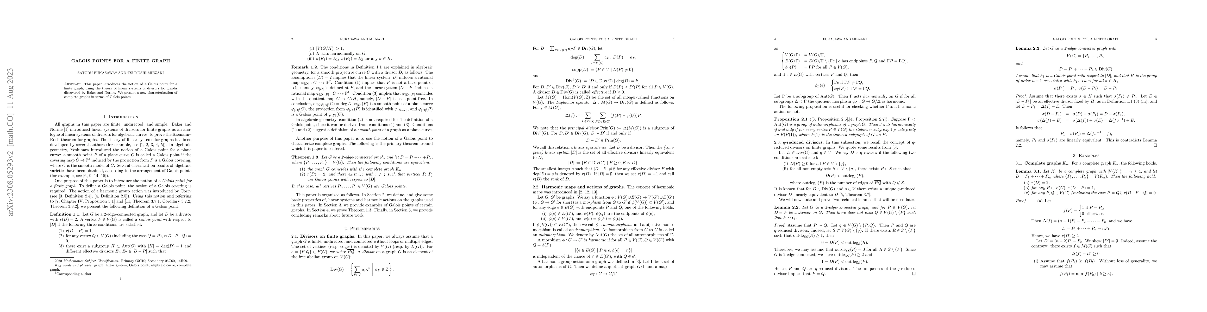 Thumbnail for Galois points for a finite graph