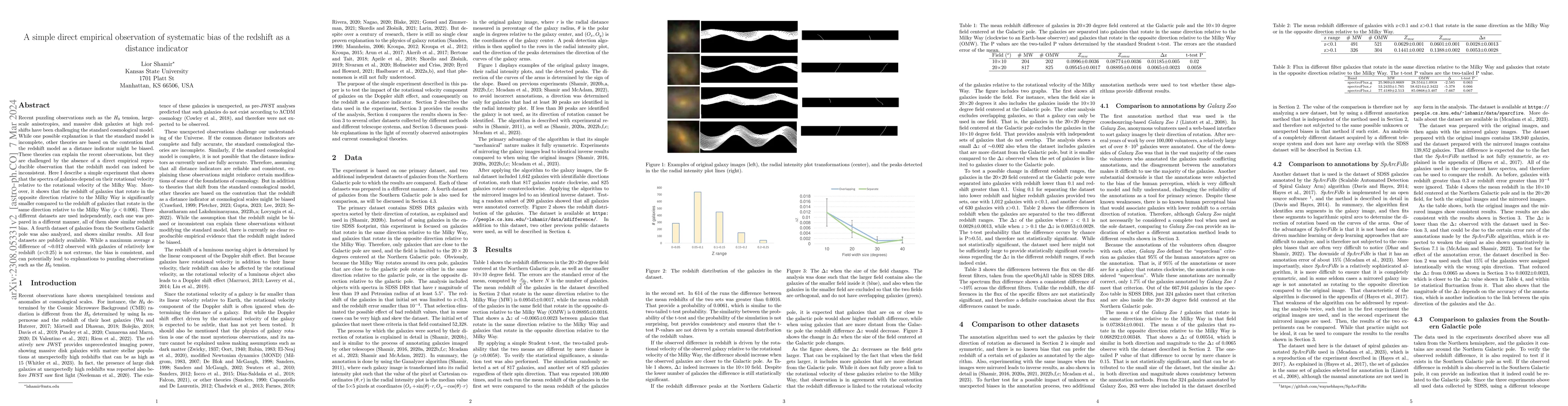 Thumbnail for A simple direct empirical observation of systematic bias of the redshift
  as a distance indicator
