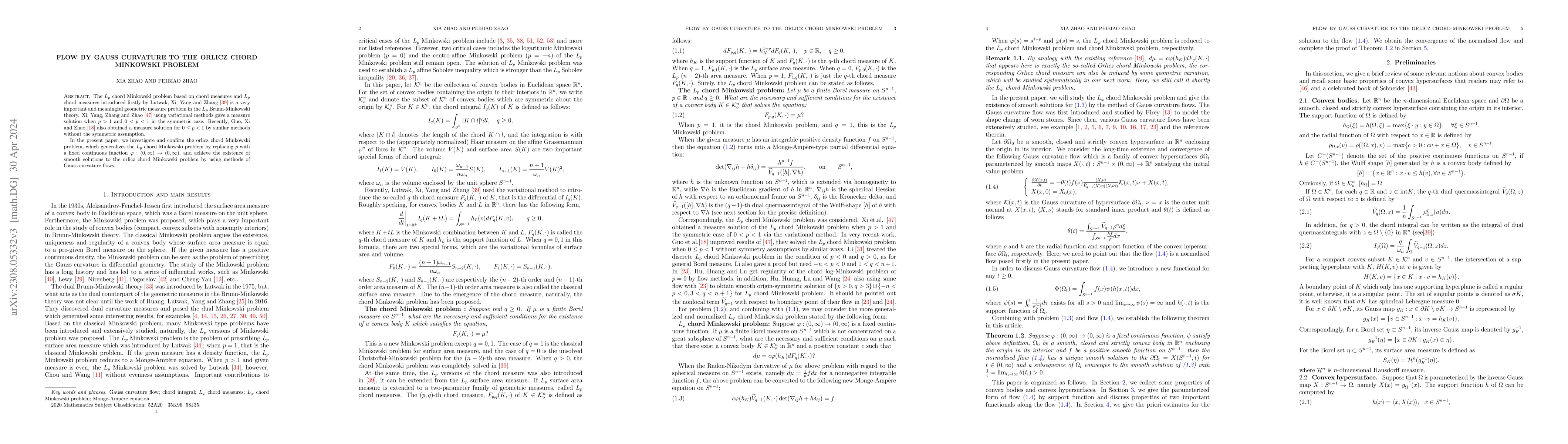 Thumbnail for Flow by Gauss Curvature to the orlicz Chord Minkowski Problem