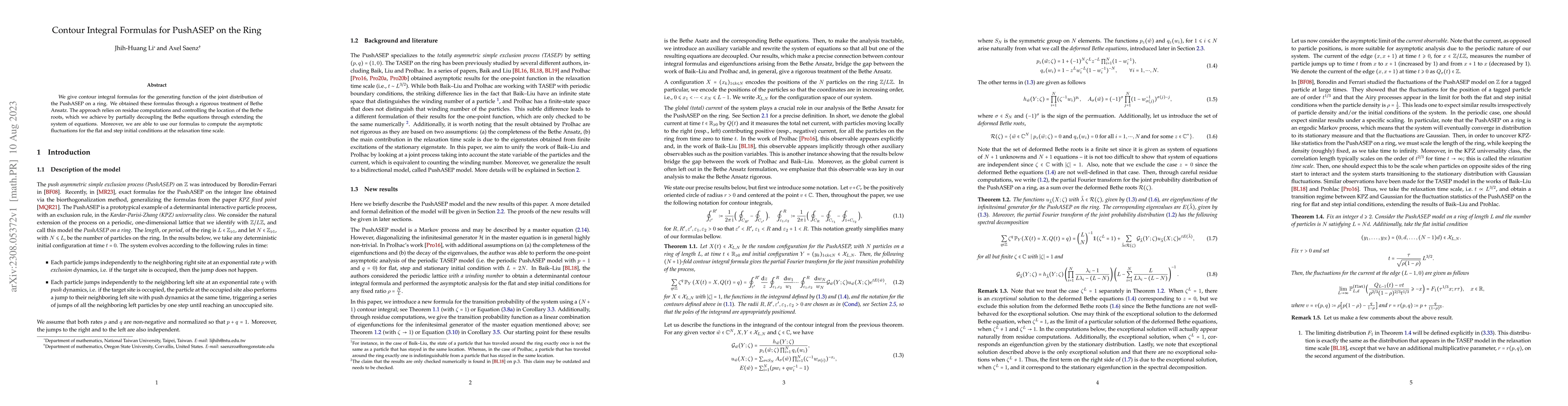 Thumbnail for Contour Integral Formulas for PushASEP on the Ring