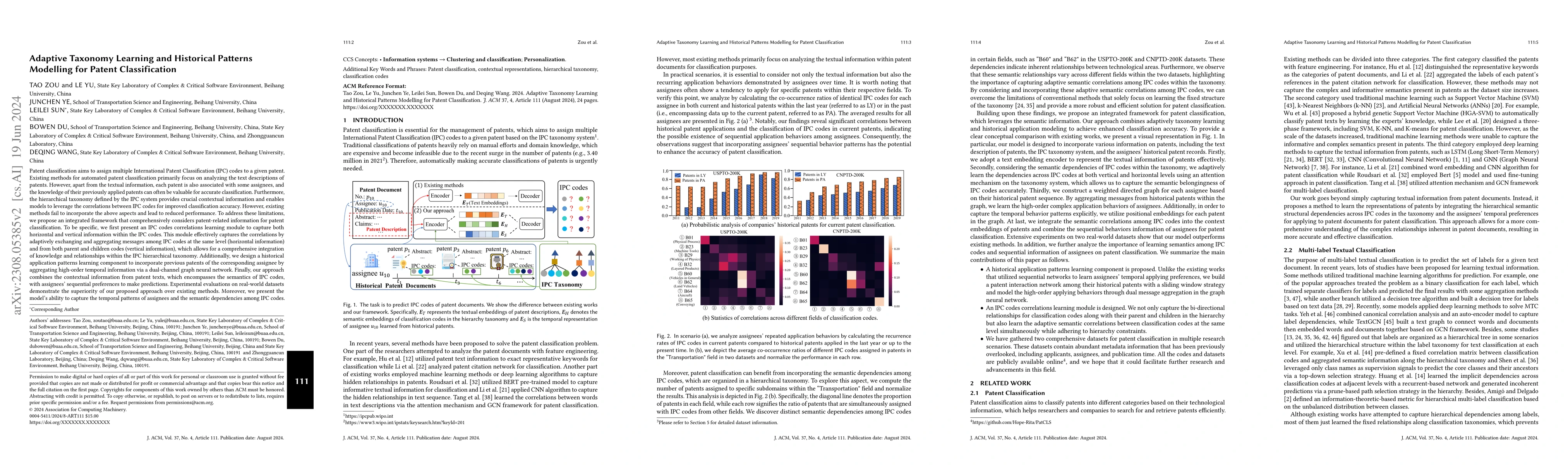 Thumbnail for Adaptive Taxonomy Learning and Historical Patterns Modelling for Patent
  Classification