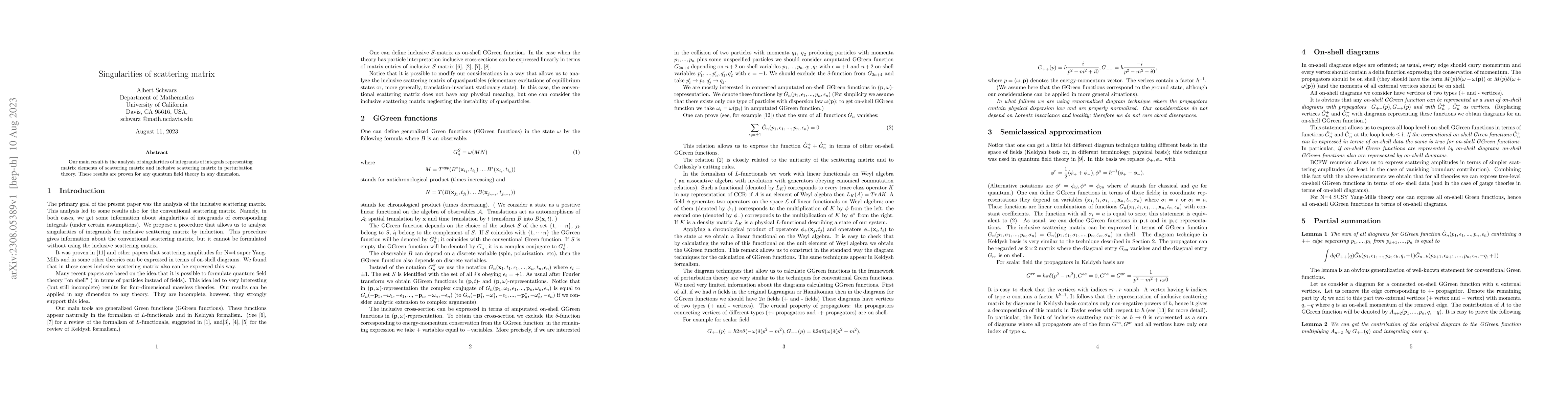Thumbnail for Singularities of scattering matrix
