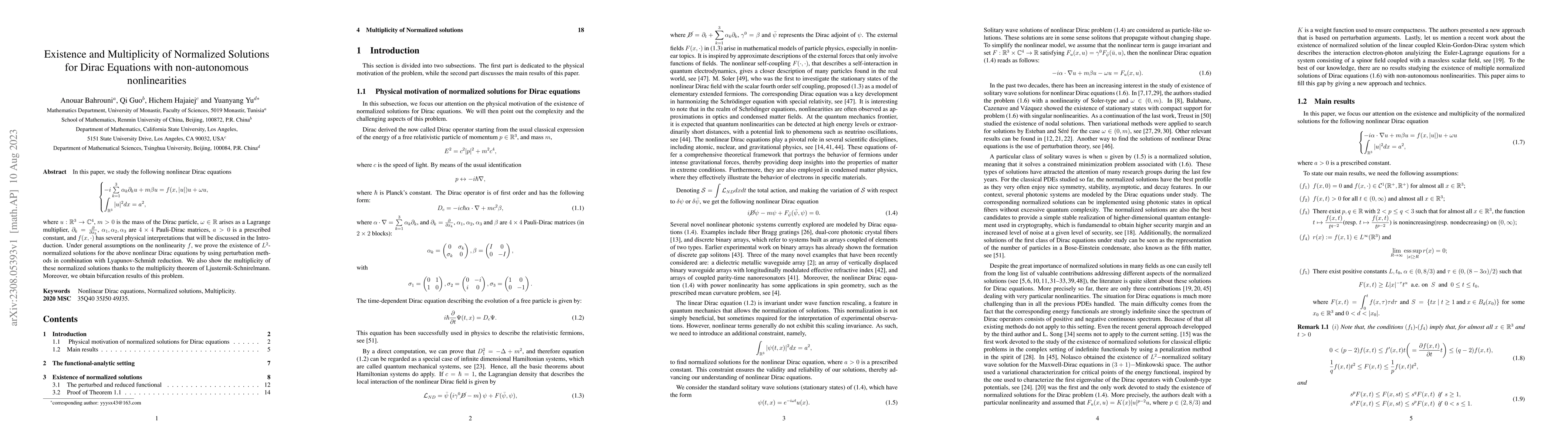 Thumbnail for Existence and Multiplicity of Normalized Solutions for Dirac Equations
  with non-autonomous nonlinearities