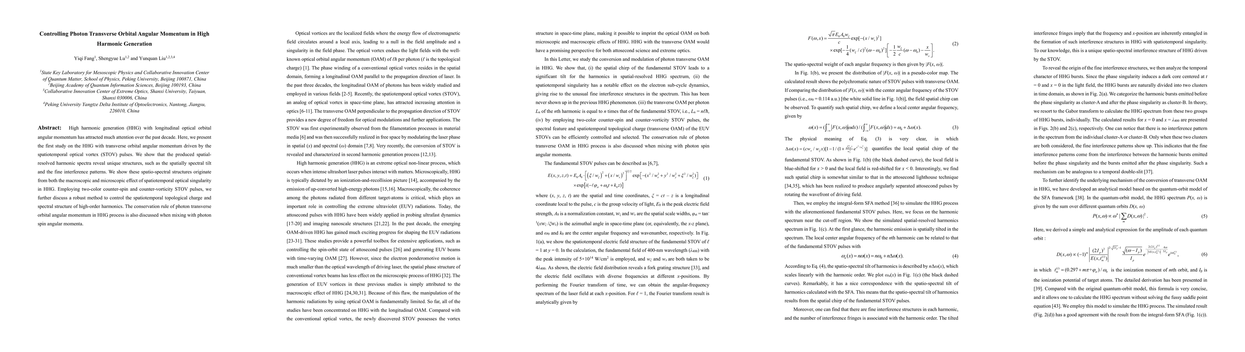 Thumbnail for Controlling Photon Transverse Orbital Angular Momentum in High Harmonic
  Generation