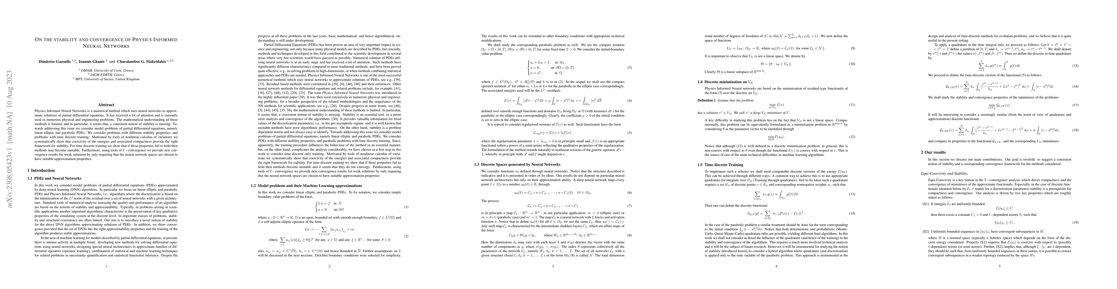 Thumbnail for On the Stability and Convergence of Physics Informed Neural Networks
