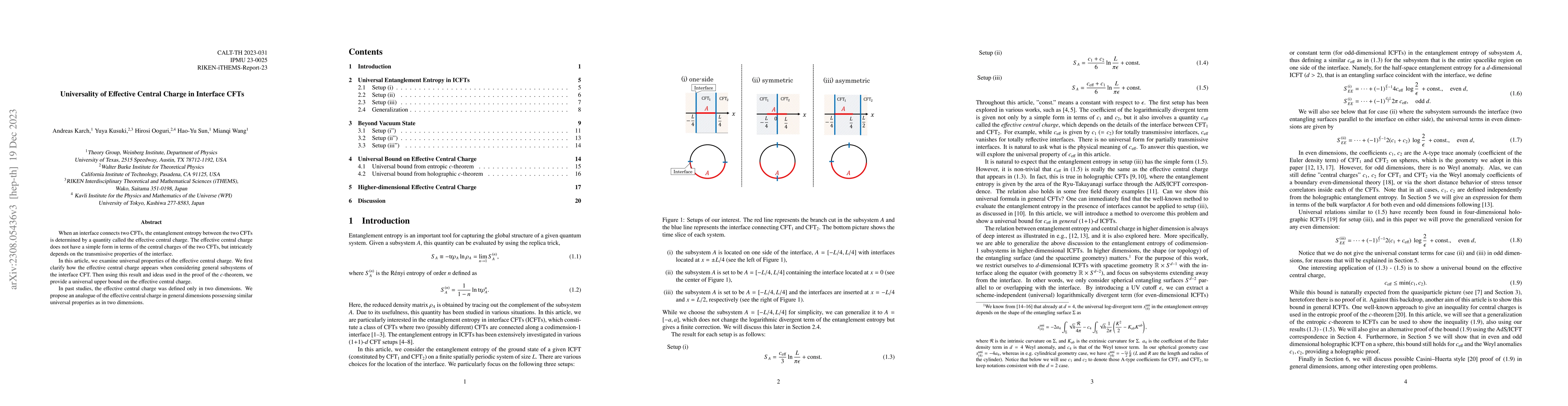 Thumbnail for Universality of Effective Central Charge in Interface CFTs