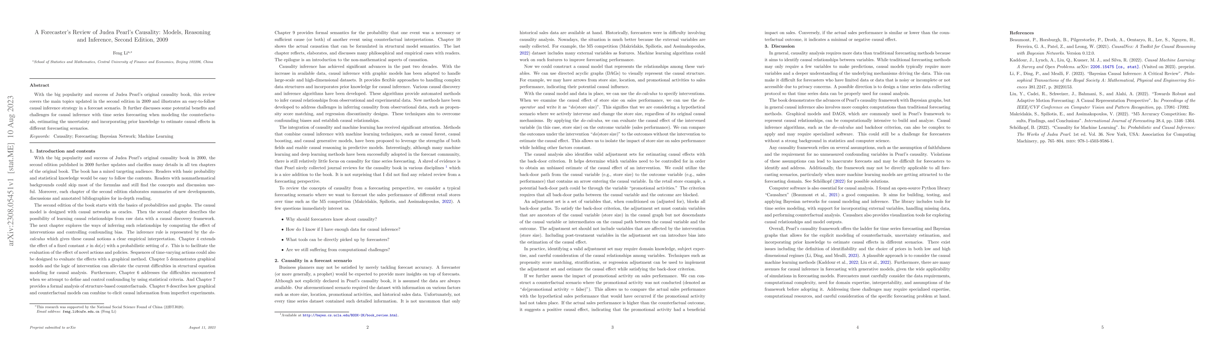 Thumbnail for A Forecaster's Review of Judea Pearl's Causality: Models, Reasoning and
  Inference, Second Edition, 2009