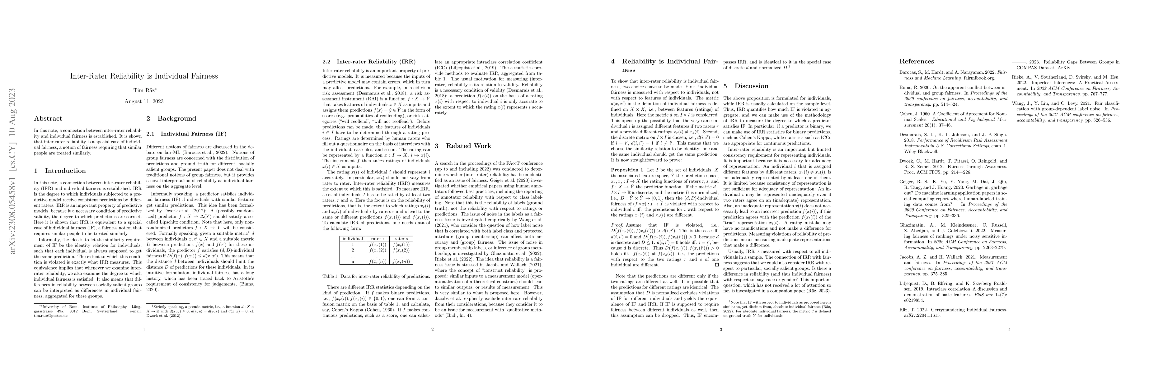 Thumbnail for Inter-Rater Reliability is Individual Fairness