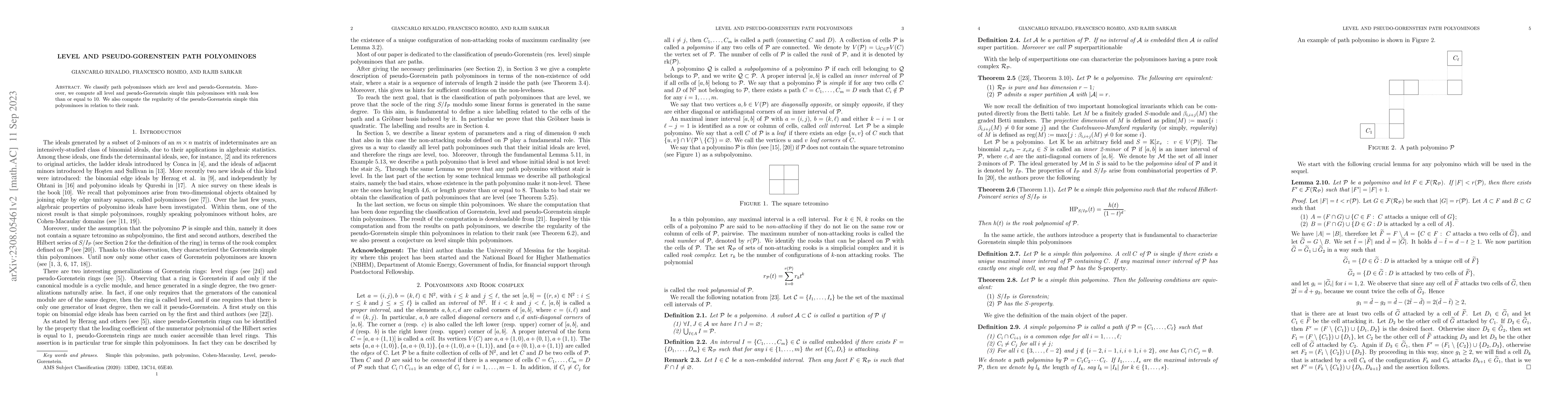 Thumbnail for Level and pseudo-Gorenstein path polyominoes