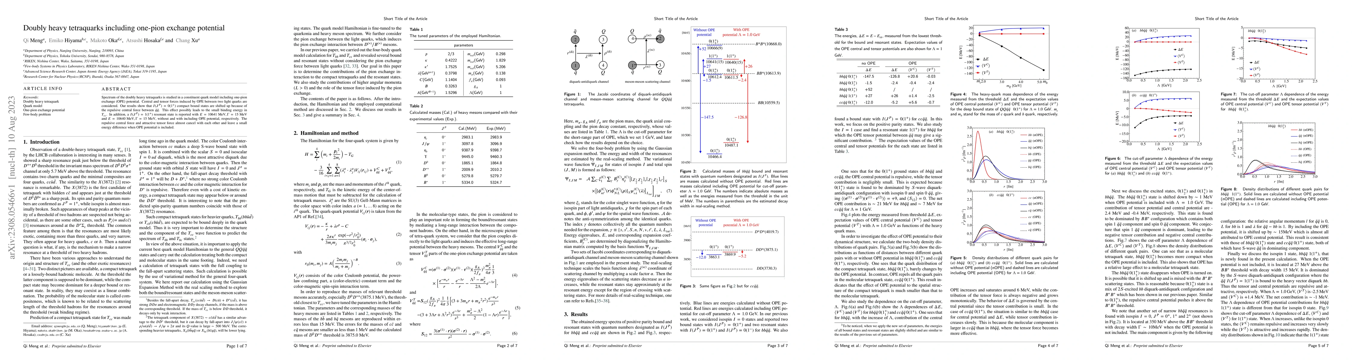 Thumbnail for Doubly heavy tetraquarks including one-pion exchange potential