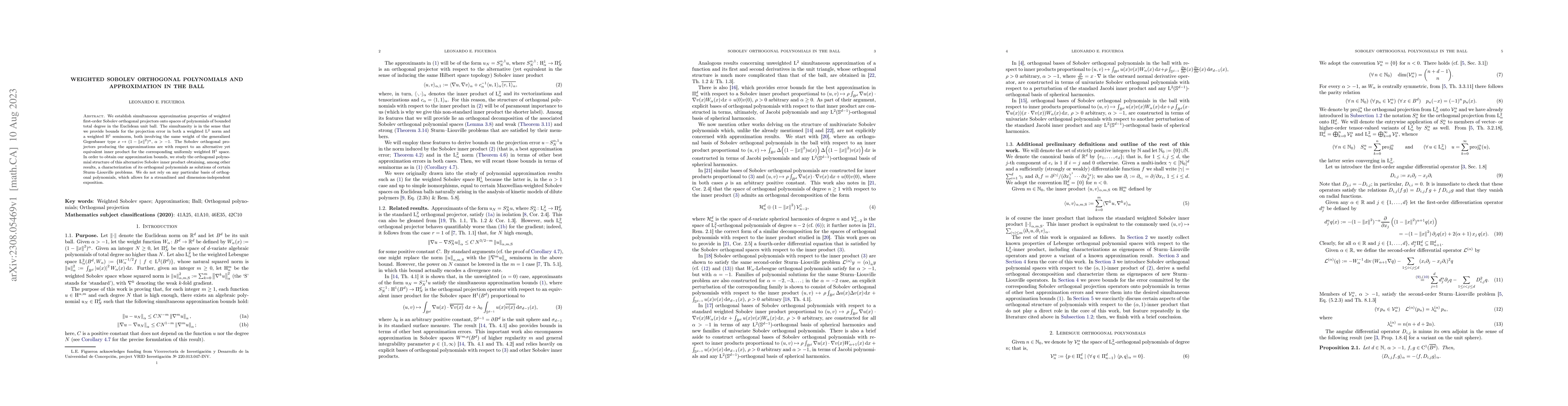 Thumbnail for Weighted Sobolev orthogonal polynomials and approximation in the ball