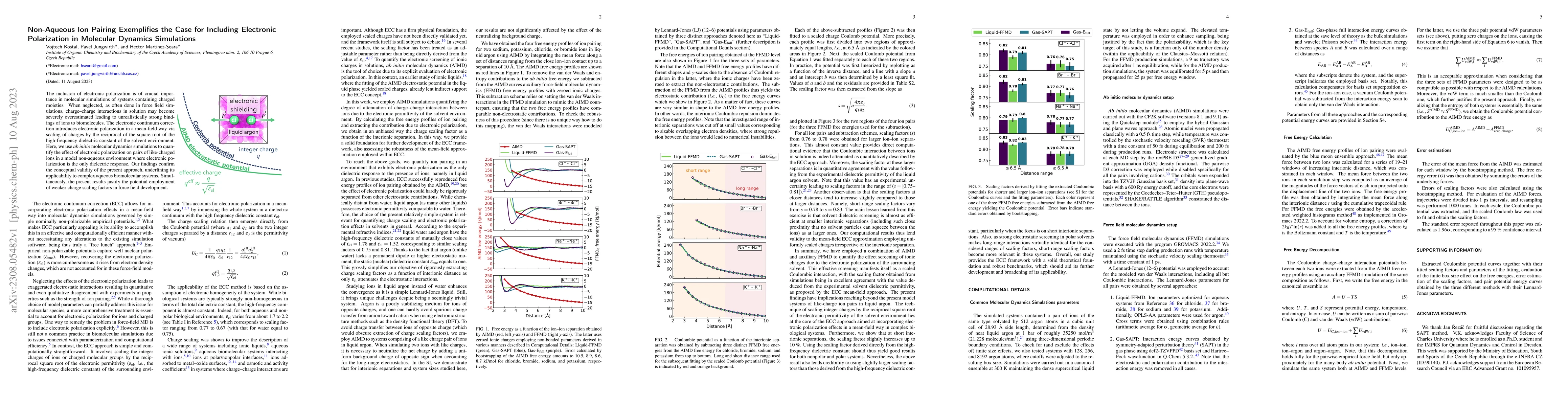 Thumbnail for Non-Aqueous Ion Pairing Exemplifies the Case for Including Electronic
  Polarization in Molecular Dynamics Simulations