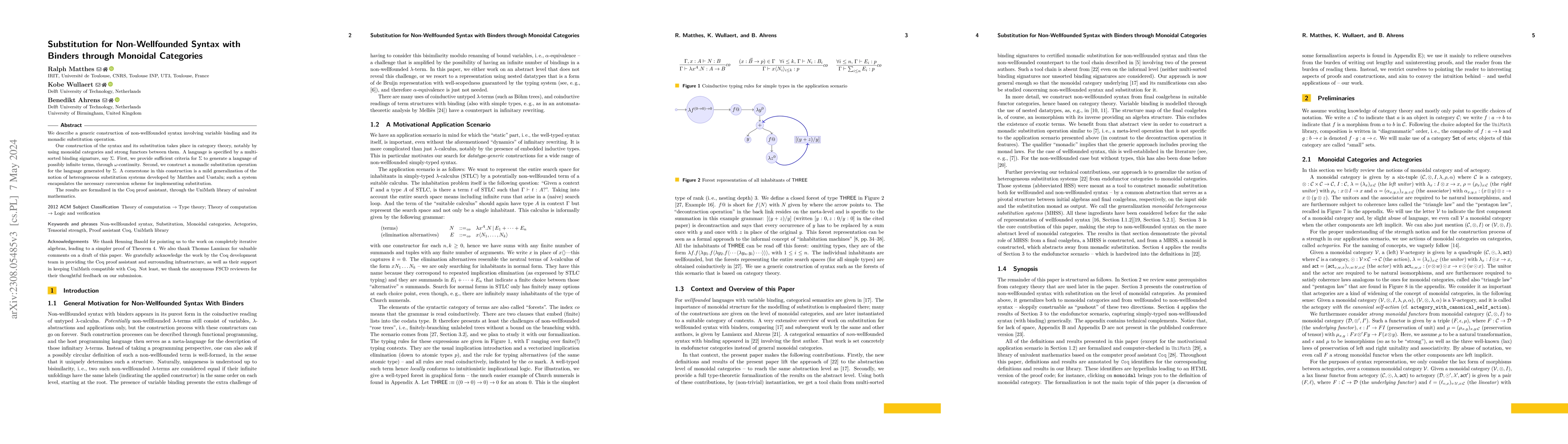 Thumbnail for Substitution for Non-Wellfounded Syntax with Binders through Monoidal
  Categories