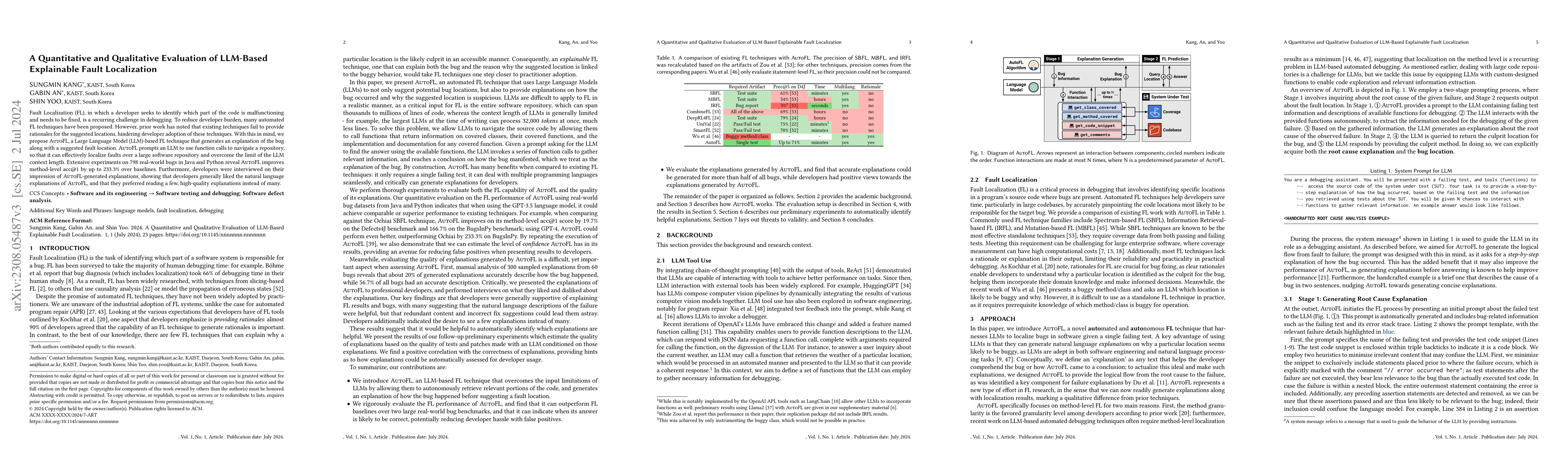 Thumbnail for A Quantitative and Qualitative Evaluation of LLM-Based Explainable Fault
  Localization