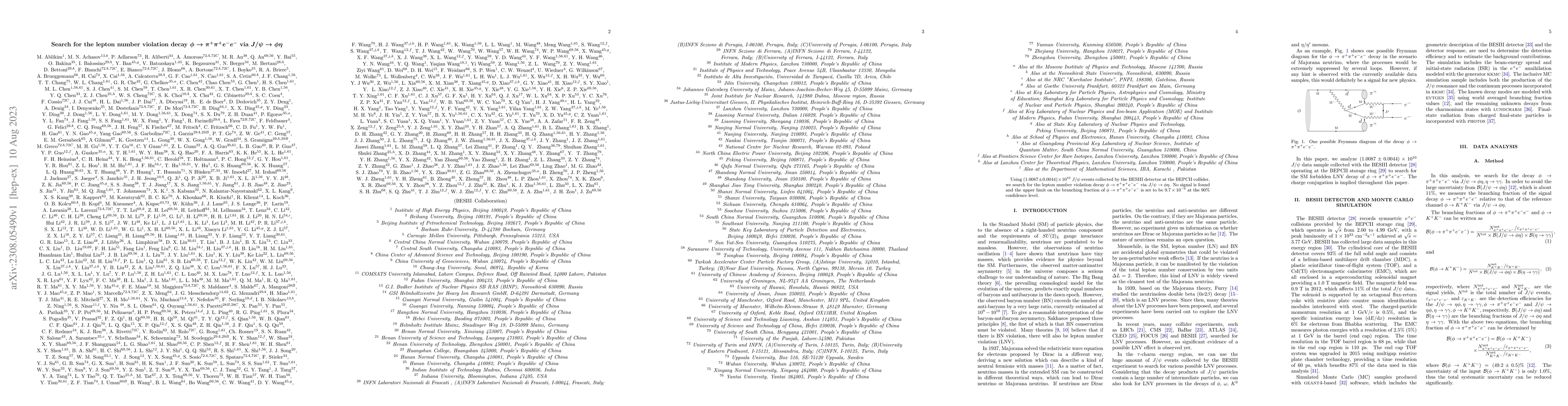 Thumbnail for Search for the lepton number violation decay $\phi \to \pi^+ \pi^+ e^-
  e^-$ via $J/\psi\to \phi\eta$