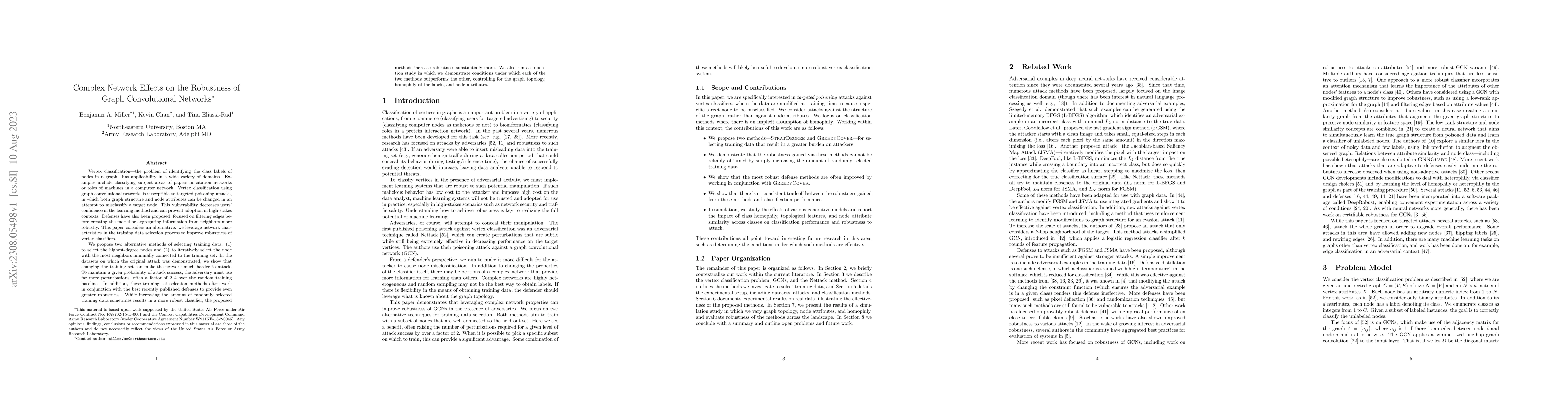 Thumbnail for Complex Network Effects on the Robustness of Graph Convolutional
  Networks