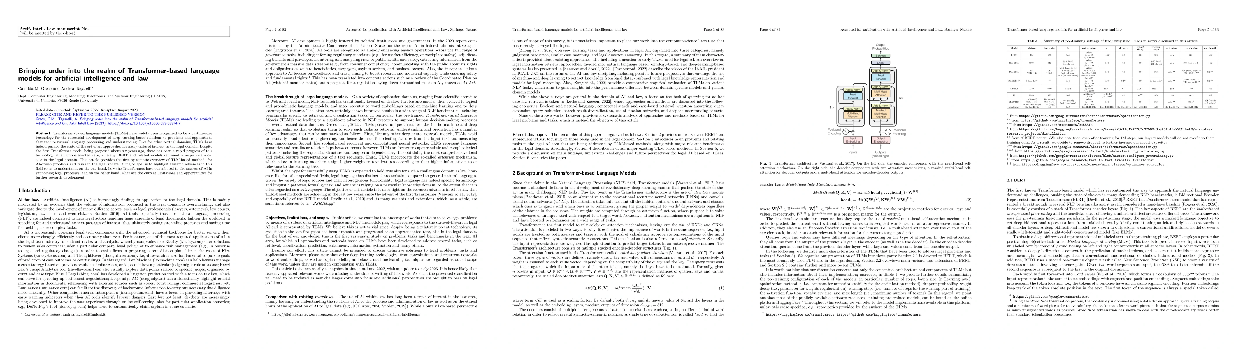 Thumbnail for Bringing order into the realm of Transformer-based language models for
  artificial intelligence and law