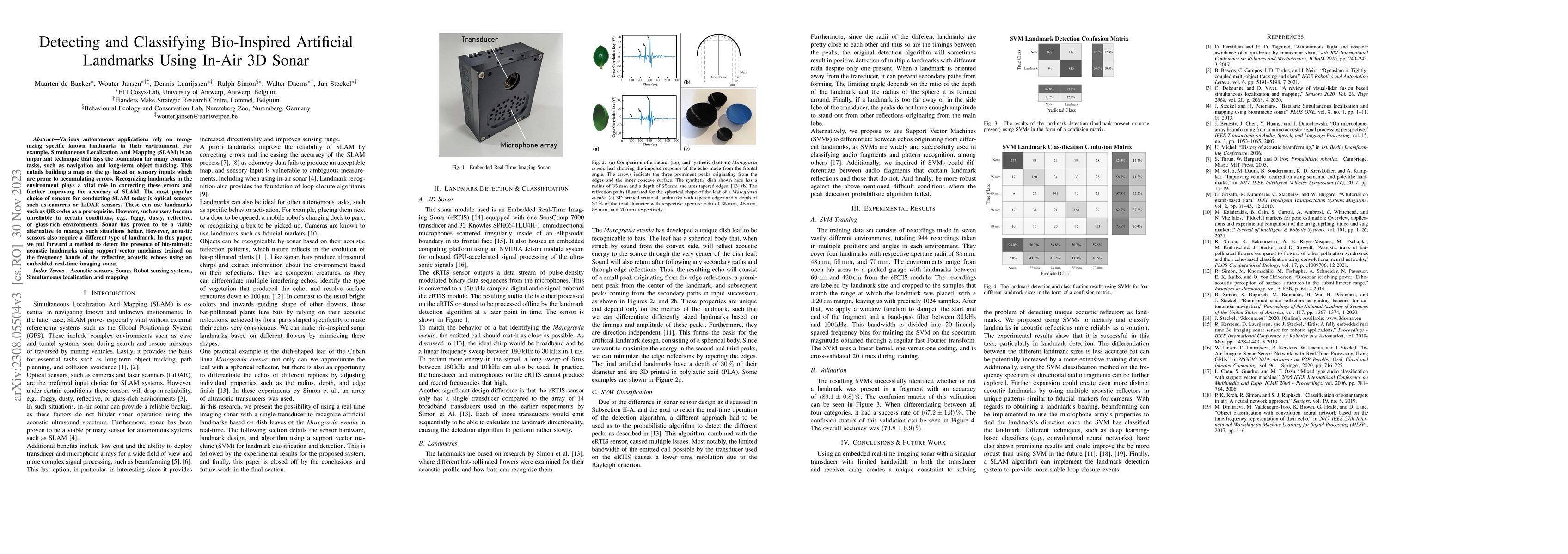 Thumbnail for Detecting and Classifying Bio-Inspired Artificial Landmarks Using In-Air
  3D Sonar