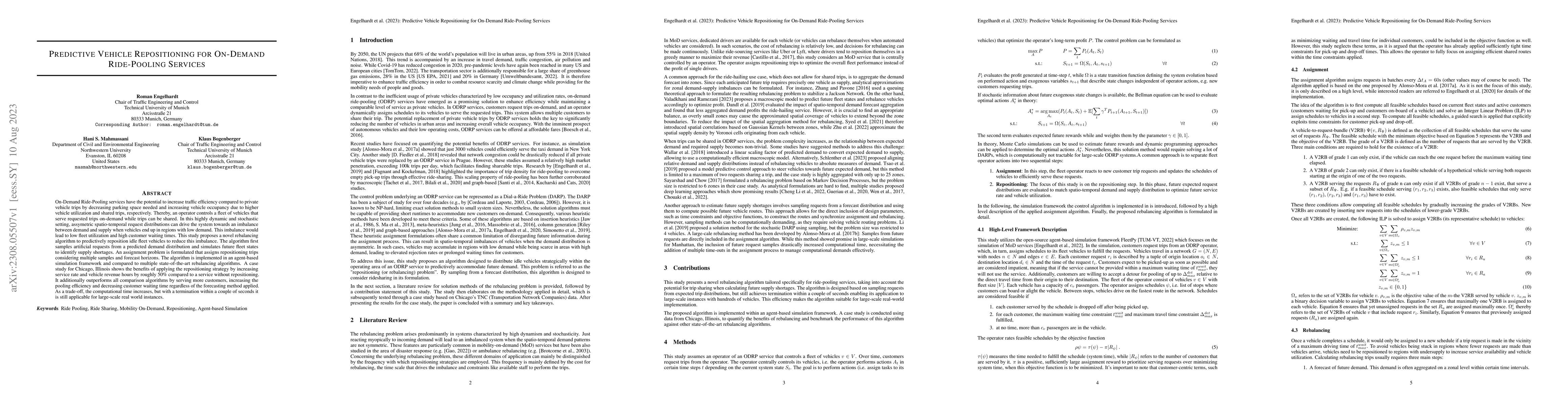 Thumbnail for Predictive Vehicle Repositioning for On-Demand Ride-Pooling Services