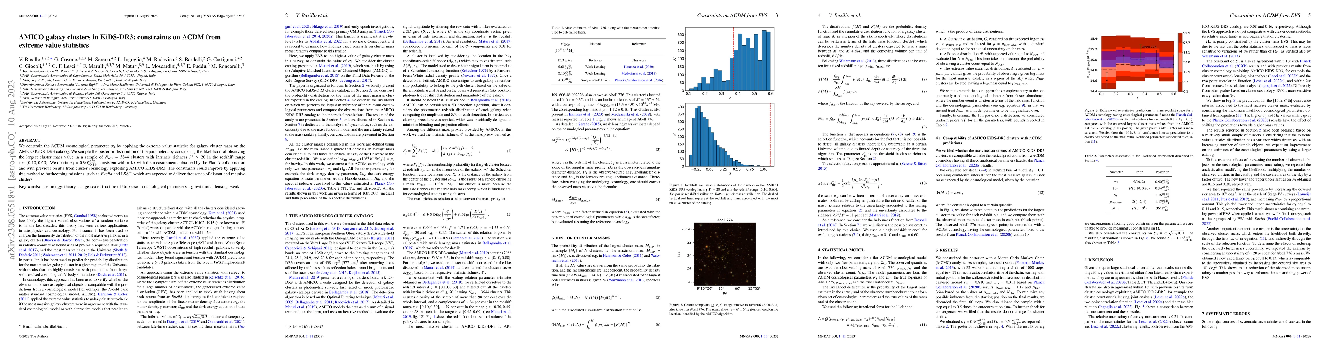 Thumbnail for AMICO galaxy clusters in KiDS-DR3: constraints on $\Lambda$CDM from
  extreme value statistics