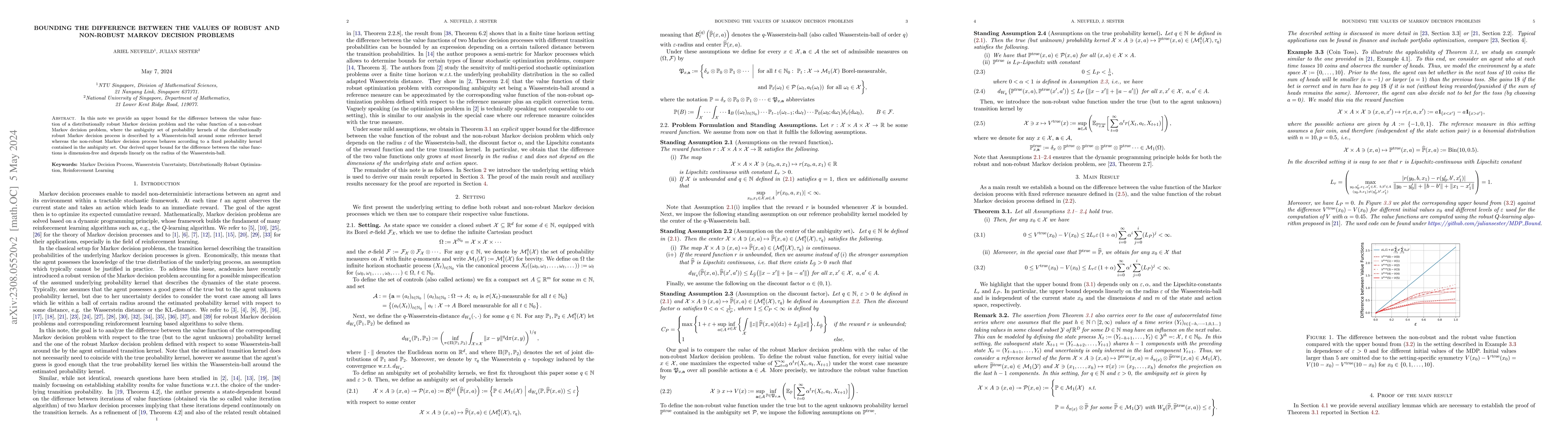 Thumbnail for Bounding the Difference between the Values of Robust and Non-Robust
  Markov Decision Problems