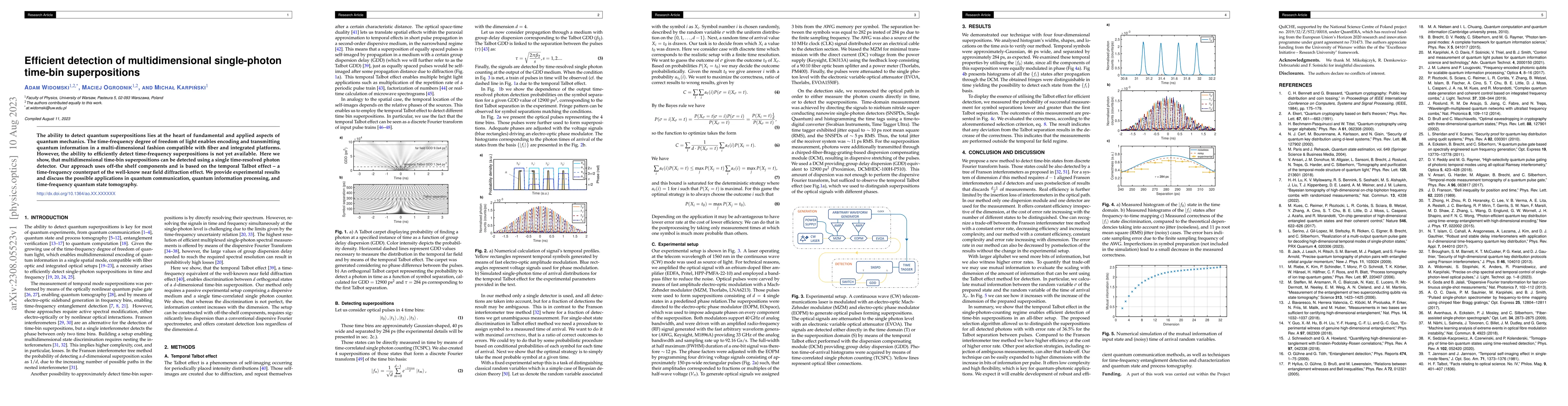 Thumbnail for Efficient detection of multidimensional single-photon time-bin
  superpositions
