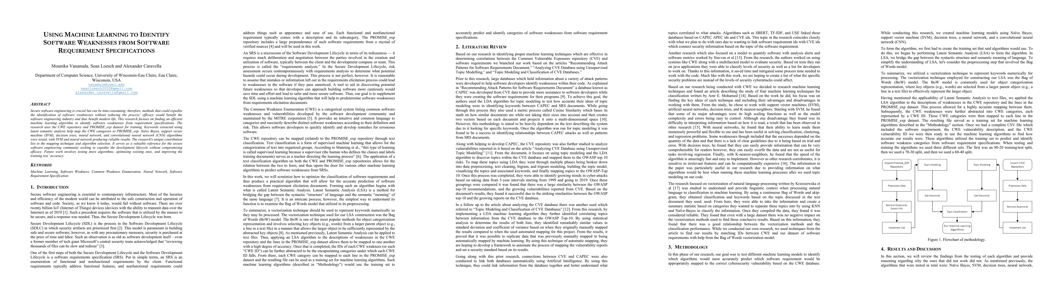 Thumbnail for Using Machine Learning To Identify Software Weaknesses From Software
  Requirement Specifications