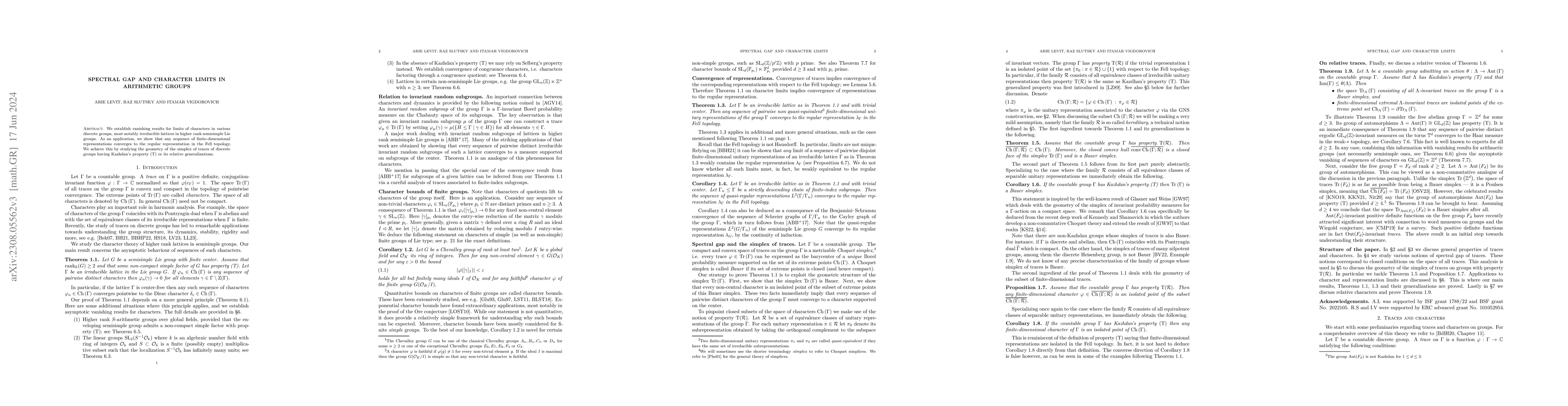 Thumbnail for Spectral gap and character limits in arithmetic groups